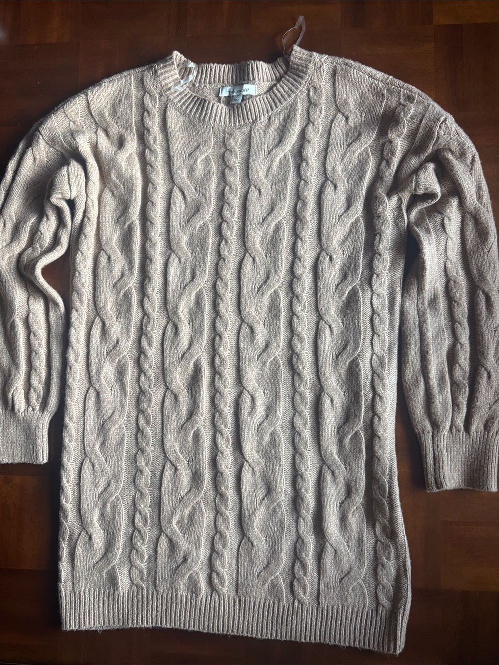 Francesca's Cable Knit Sweater Dress in Taupe